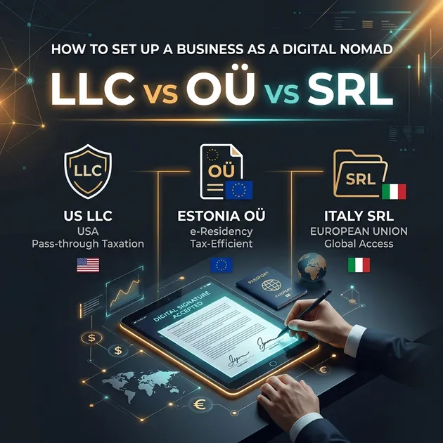 How to Set Up a Business as a Digital Nomad: LLC vs OÜ vs SRL Comparison (2026)