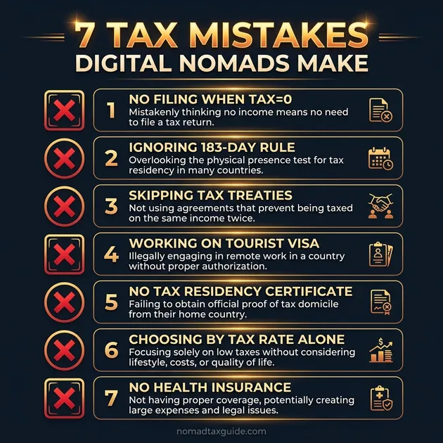 Digital Nomad Tax Mistakes Compliance Checklist Infographic