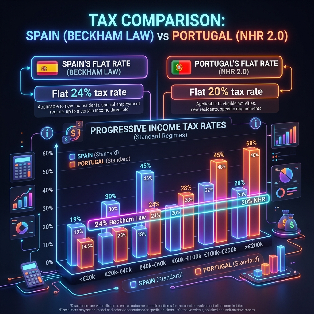 Spain and Portugal Tax Brackets Comparison Chart